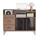 Grain Record Player Stand, Media Console With Speaker Shelf & 2 Drawers by HouseOfZazla