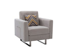 Victoria - Fabric Armchair With Metal Legs, Side Pockets, And Pillow by HouseOfZazla