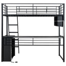 Loft Bed With LED Desk And 4 Storage Shelves