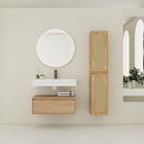 Modern Imitative Wall Mounted Bathroom Vanity With Resin Sink & 2 Side Cabinet, Soft Close Drawer - Imitative Oak by HouseOfZazla