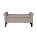 Upholstered Storage Bench With Rolled Armrests - Beige by HouseOfZazla