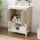Modern Bathroom Vanity With Sink, Rectangular Cabinet With Open Shelf And Closed Storage by HouseOfZazla