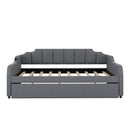 Full Size Upholstered Daybed With Trundle And USB Charging - Gray by HouseOfZazla