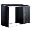 Firewood Storage Shed, Outdoor Firewood Rack, Outdoor Storage Shed With Log Holder, Firewood Shelter For Patio, Anthracite Galvanized Steel - Black by HouseOfZazla