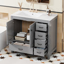 Bathroom Vanity With Ceramic Sink Combo, Abundant Storage Cabinet 2 Soft Close Doors And 5 Drawers by HouseOfZazla