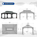 12' x 18' Hardtop Metal Gazebo with Double Roof Canopy by HouseOfZazla