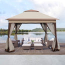 Outdoor Pop Up Gazebo Canopy With 2 Tier Soft Top And Removable Zipper Netting by HouseOfZazla