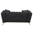 65.5" Modern Sofa Couch PU Upholstered Loveseat Sofa with Sturdy Metal Legs, Button Tufted Back for Living Room, Apartment, Home Office, Black