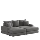 86.6 Inch Corduroy 3-seater sofa With 3 back pillows, 2 toss pillows and two ottoman, Comfy Sofa- Deep Seat Couch for Living Room