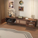 TV Stand For 80" TVs With Sliding Doors And Drawers, Accent Storage Unit - Dark Brown by HouseOfZazla