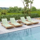 Lounge Chaise Set, Space Available On One Side, Acacia Wood In light brown With Water-Resistant Lounge Cushions (Leaf Coconut & 2 Inch Thick) – Matching Cream/Dark Grey Version Available