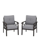 All Weather Armchairs With Cushions, Sculptural Design (Set of 2) - Gray / Khaki by HouseOfZazla