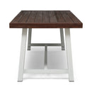 Equilibrium Outdoor Dining Table with Slat Top, Dark Brown