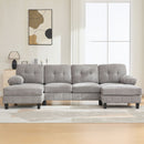 U-Shaped Sectional Sofa 103.5" Fabric Couch With Dual Chaise Lounges, Storage Pockets, Armrest Pillows by Unique Piece Furniture