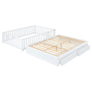 Daybed With Fence Guardrails And 2 Drawers, Split Into Independent Floor Bed & Daybed by HouseOfZazla