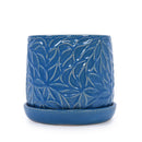 Ceramic Flowerpot, 7" Planter For Patio, Garden, Windowsill (Set of 2) - Antique Navy Blue by Unique Piece Furniture