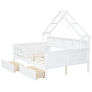 House Style Platform Bed With LED Lights, Storage Shelves, Drawers, And Guardrail by Unique Piece Furniture