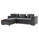 Modern L Shaped Sectional Sofa With Upholstery And Wooden Storage by HouseOfZazla