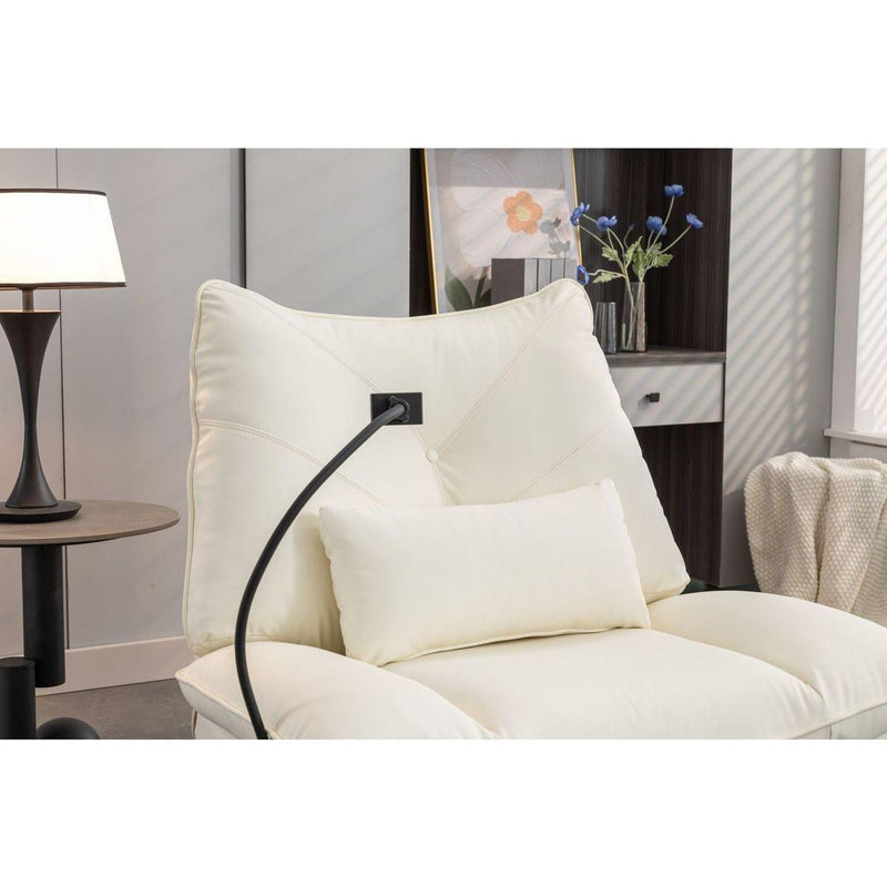 270 Swivel Glider Recliner Chair, Power Recliner Rocking Chair, USB Port Charge for Nursery Chair with Atmosphere Lamp for Living Room Bedroom Apartment