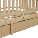 Daybed With Fence Guardrails And 2 Drawers, Split Into Independent Floor Bed & Daybed by HouseOfZazla