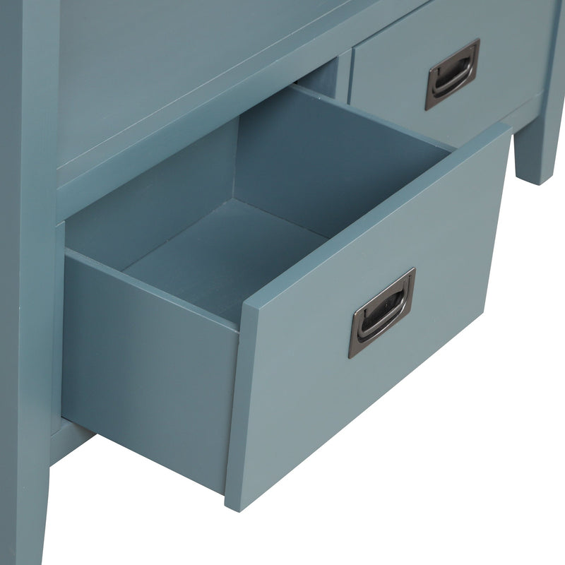 36" Farmhouse Pine Wood Console Table Entry Sofa Table with 4 Drawers & 1 Storage Shelf for Entryway Living Room Bedroom Hallway Kitchen (Blue)