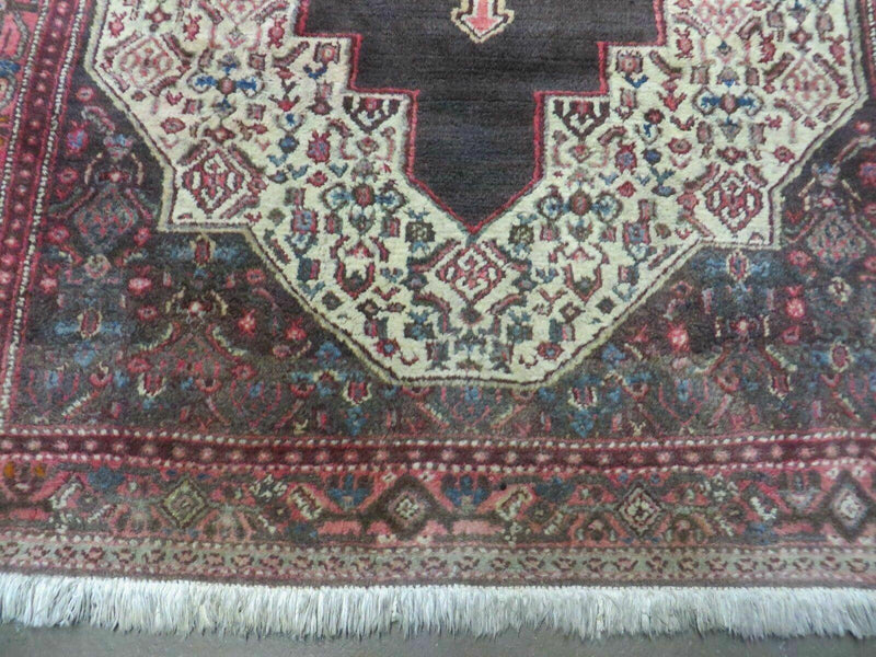 4' X 5' Antique Handmade India Floral Oriental Wool Rug Brown Vegetable Dyes