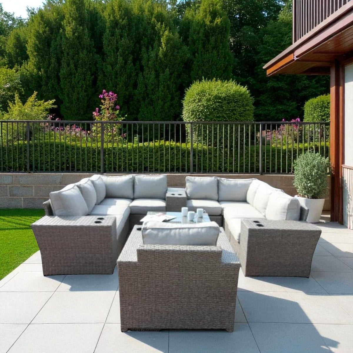Outdoor Wicker Sectional With Weather Resistant Cushions And Table, photo 20 of 40