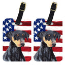 USA American Flag with Doberman Luggage Tag