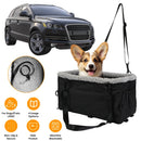Small Dog Car Seat with Harness Center Console Pet Booster Seat Travel Car Seat with Side Pocket Cotton Velvet Cushion for Dogs Cats Up to 9LBS