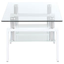 Dyer 1-shelf Rectangular Glass Top Coffee Table White