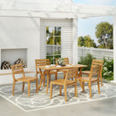 Outdoor 7 Piece Dining Set With Rectangular Table - Teak by HouseOfZazla