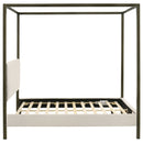 Monroe Upholstered Queen Canopy Bed Vanilla