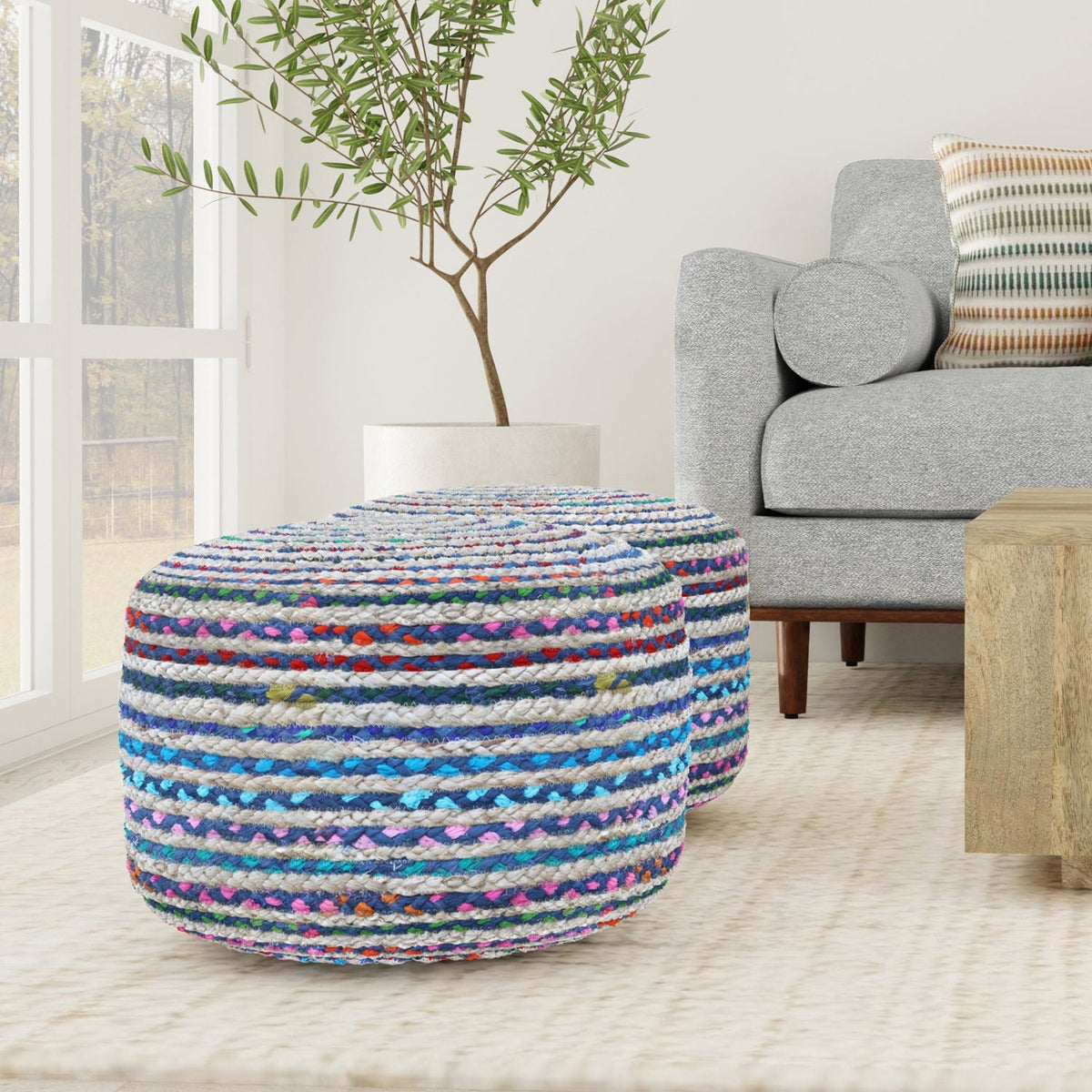 Margo - Handcrafted Round Pouf, photo 7 of 22