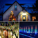 Solar Powered Meteor Shower String Lights 9.84FT Falling Raindrop Tube Lamp Water Resistant Decorative Lights For Tree Home Garden Parties