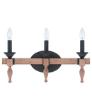Glenwood 21"W 3-Light Aged Bronze and Distressed Oak Finish Bathroom Vanity Light Fixture