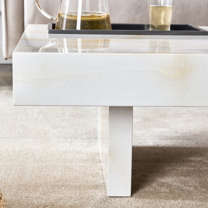 A modern and practical coffee table with imitation marble patterns, made of MDF material. The fusion of elegance and natural fashion 47.2"x 23.6"x 12 "
