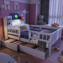 Platform Bed With LED Light, Multi Functional Headboard, Guardrail And 2 Drawers by Unique Piece Furniture