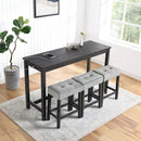 Bar Table Set with Power Outlet, Bar Table and Chairs Set, 4 Piece Dining Table Set, Industrial Breakfast Table Set, for Living Room, Dining Room, Game Room by Montret