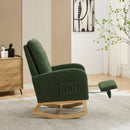 25.4"W Rocking Chair for Nursery, High Back Glider Chair with Retractable Footrest, Side Pocket, Rocking Accent Armchair with Rubber Wood Legs for Living Room/Bedroom.Green