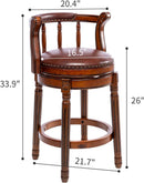 Swivel Cow Top Wooden Bar Stool, 360 Degree Swivel Bar Height Chair With Backs For Home Kitchen Counter