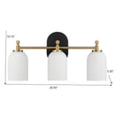 Meadows - 3 Lights Vanity Brush Bathroom Wall Light For Bathroom Over Mirror - Black / Gold / White by Unique Piece Furniture
