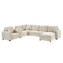 Modular 5 Seat U-Shape Sectional Sofa With Chaise Lounge, Built In Cup Holders And Storage Drawer