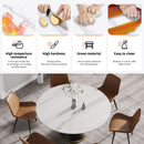 Modern Artificial Stone Round Carbon Steel Base Dining Table, Can Accommodate 6 People by Unique Piece Furniture