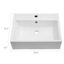 Modern Ceramic Rectangular Wall Mounted Bathroom Sink With Faucet Hole & Overflow