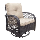 3 Pieces Conversation Set, Outdoor Wicker Rocker Swivel Patio Bistro Set, Rocking Chair With Glass Top Side Table by HouseOfZazla