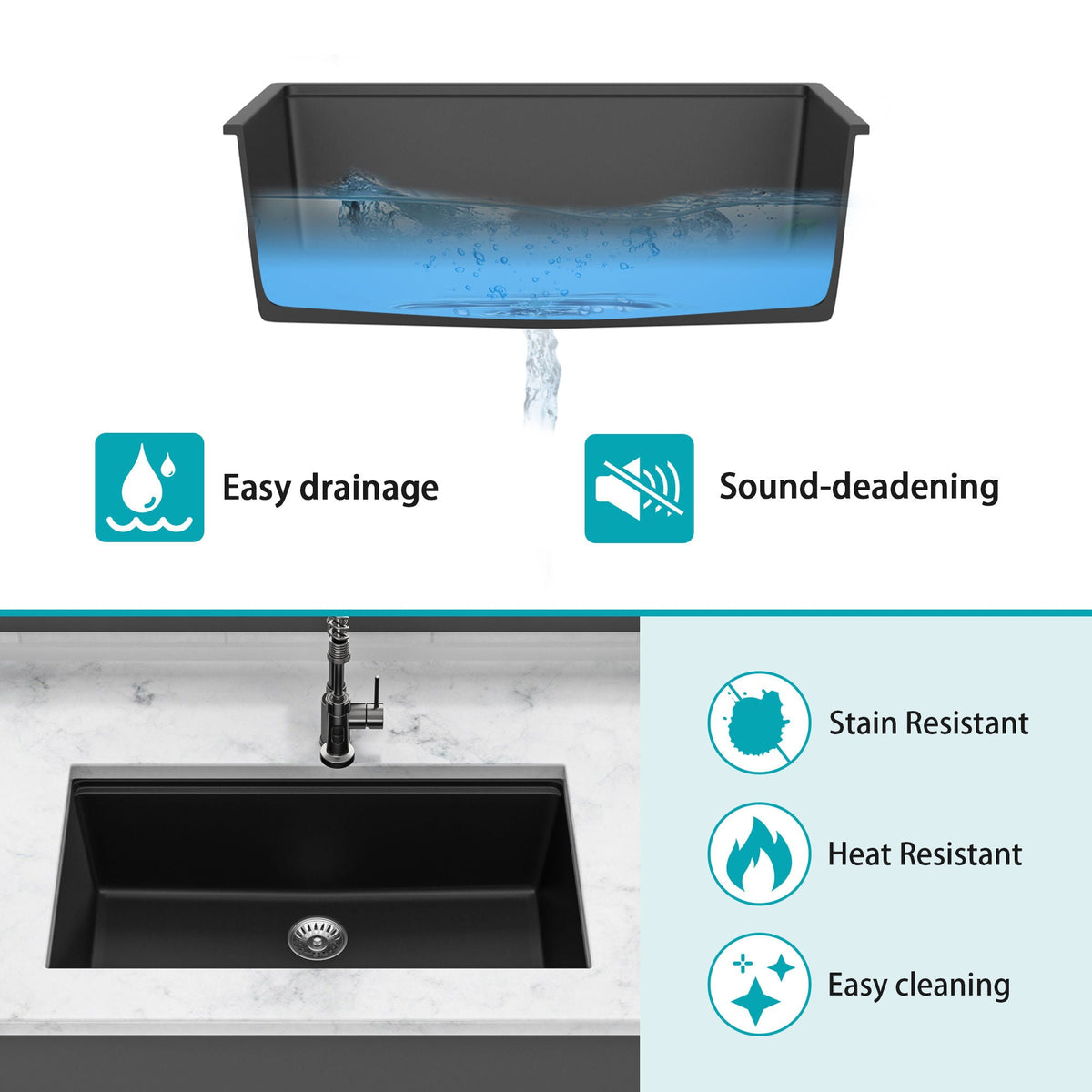 Quartz Kitchen Sink, Granite Composite Workstation Undermount, photo 9 of 27
