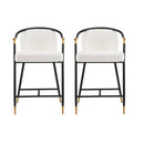 26" H Upholstered Counter Stool with Metal Frame (Set of 2) - Beige by HouseOfZazla