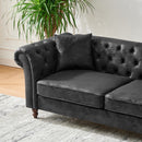 Chesterfield 3 And 3 Seater Sofa Set High Tech Fabric Roll Armrest Upholstered Couch by HouseOfZazla