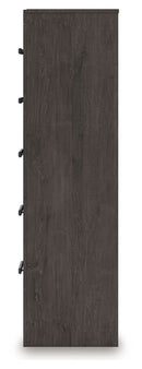 Prendonea - Five Drawer Chest - Charcoal