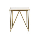 Bette 2-piece Marble Top Nesting Table Set White and Gold